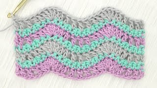 Simple Wave Stitch Crochet Tutorial [upl. by Deyes]