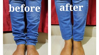 how to convert full jeans to ankle length with out cutting and with out sewing machine in 5 minutes [upl. by Odnaloy]