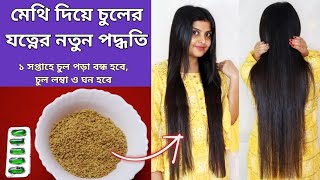 চুলের যত্নে মেথির উপকারিতা । চুল লম্বা ঘন হবে । Stop Hair Fall [upl. by Annaiek]