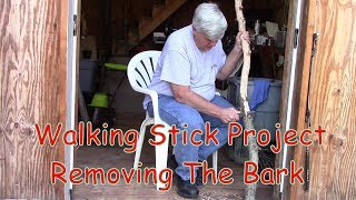 Walking Stick Project Removing The Bark [upl. by Sehguh]