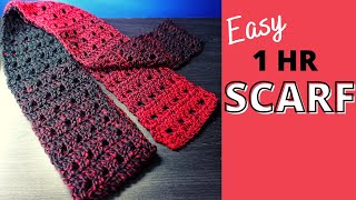 Crochet Scarf for Beginners  Easy Pattern to Crochet a Scarf in 1 Hour [upl. by Nievelt]