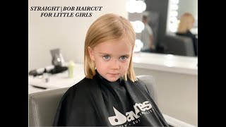 HOW TO CUT LITTLE GIRLS HAIR AT HOME TUTORIAL  STRAIGHT  BOB HAIRCUT  Детская Стрижка [upl. by Lotz]