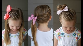 3 Five Minute Back to School Hairstyles  Qs Hairdos [upl. by Drofnelg71]