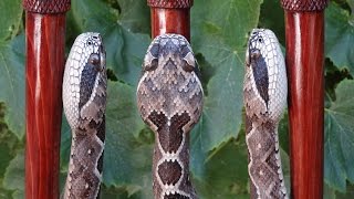 Wood Carved Western Diamondback Rattlesnake Walking Stick 53 [upl. by Chase]