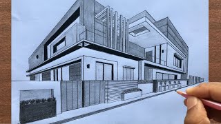 How to Draw a House in TwoPoint Perspective Step by Step [upl. by Groot511]