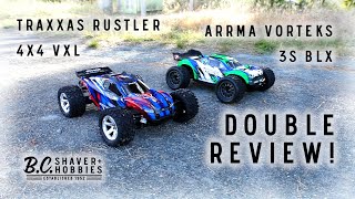 Traxxas Rustler 4x4 VXL amp Arrma Vorteks 3S BLX Product Review [upl. by Ishii]