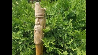 Walking Stick quotFOREST KINGquot  carving a cedar wood spirit [upl. by Gawain688]