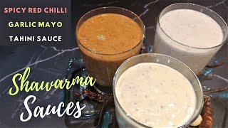 Shawarma Sauce Recipe  3 DIY Easy Dipping Sauces  Shawarma Red Sauce Garlic Sauce amp Tahini Sauce [upl. by Burgwell]