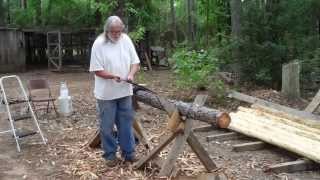 How to use a Drawknife to Debark a pine log [upl. by Htennaj]