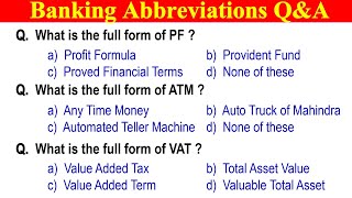 Banking Abbreviations Questions and Answers [upl. by Lidda]