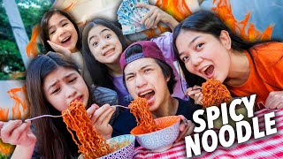 Siblings SPICY NOODLES Challenge Naiyak Sila  Ranz and Niana [upl. by Egiap]