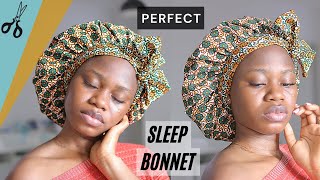 This bonnet will never fall off your head at night  How to make an ADJUSTABLE SATIN BONNET  DIY [upl. by Esirec]