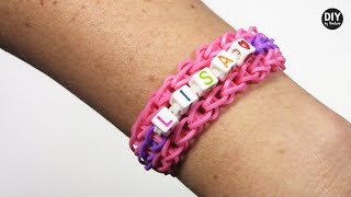 DIY by Panduro Rainbow Loom with letter beads [upl. by Haimirej]