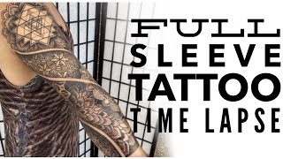 FULL SLEEVE  GEOMETRIC TATTOO TIME LAPSE [upl. by Aicener]