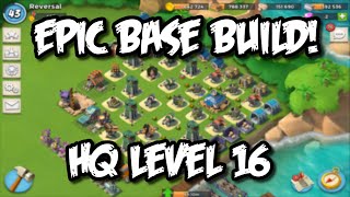 Boom Beach  Headquarter 16 Base Build Layout  Defense Base Build Strategy [upl. by Elleuqram849]