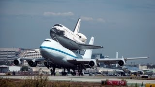 NASA Boeing 747123 N905NA with Space Shuttle Endeavor at LAX [upl. by Serra345]