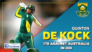 Quinton de Kock 178 against Australia in ODI  Innings Highlights  CSAtheProteas [upl. by Enneiviv]