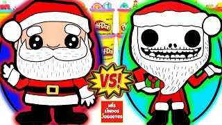 Huevos Sorpresa Gigantes de Papa Noel o Santa Claus VS Santa Jack de Plastilina Play Doh en Español [upl. by Ycnahc]