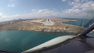 Heraklion Crete Island Approach along the beaches and landing on runway 27 HERLGIR Cockpit view [upl. by Nalhsa51]