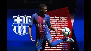 Dembele fails at balljuggling at Barcelona unveiling [upl. by Ahterahs]