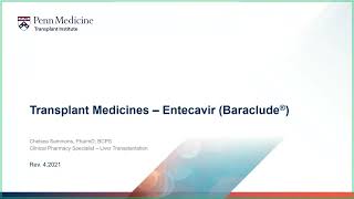 Transplant Medicines  Entecavir Baraclude® [upl. by Demetri]