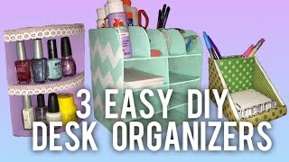 3 EASY DIY Desk Organizer Ideas [upl. by Fanning]