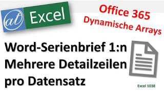 WordSerienbrief 1n mit mehrern Detaildaten pro Datensatz  Excel  Office 365 [upl. by Kennett]