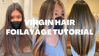 LONG DARK VIRGIN HAIR BALAYAGE TUTORIAL [upl. by Janine]