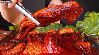 Mukbang ASMR Shorts  Spicy Seafood Boil Squid Octopus Lobster Tail [upl. by Trina]