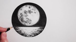 How to Draw The Moon Step by Step Pencil Drawing [upl. by Akenet93]