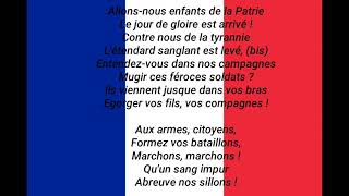 LA MARSEILLAISE  HYMNE DE LA FRANCE  PAROLES [upl. by Anerok675]