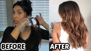 USING A HIGHLIGHTING COMB At Home Balayage Highlights Dark to Light Transformation [upl. by Elonore]