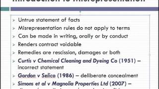 Misrepresentation Lecture 1 of 4 [upl. by Morita]