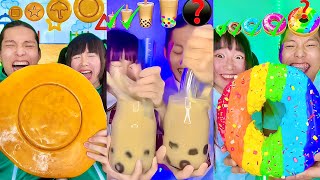 Rainbow Small to Giant Food Challenge Compilation Squid game Food🥵bubble tea boba Part6 [upl. by Holofernes]