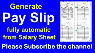 How to Generate Pay Slip fully automatic from monthly Salary Sheet in MS Excel [upl. by Alletnahs]