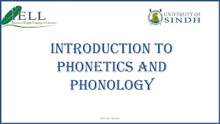 Introduction to Phonetics and Phonology [upl. by Brewer]