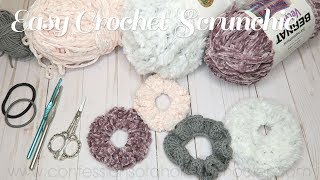 EASY CROCHET DIY Scrunchie  BEGINNER TUTORIAL [upl. by Esinal252]