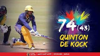 Quinton de Kock CRUSHES 74 from 43 vs Jamaica Tallawahs  CPL 2022 [upl. by Blackstock]