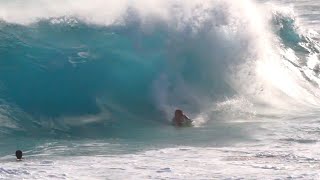 Surfers Charge Crazy Shore Break  Sandy Beach Hawaii [upl. by Eilrebmik]