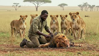 Man Saves Lion From Barbed Wire Then The Lions Do Shocking Things To Him [upl. by Ayahsal]