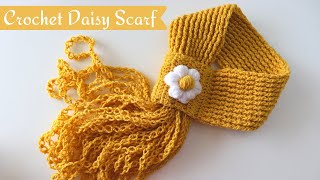 How To Crochet Easy Daisy Scarf  Beginner Friendly Tutorial [upl. by Waine]