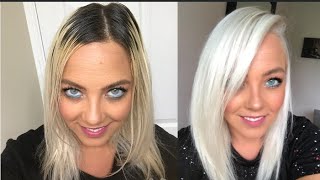 HOW TO  DIY  ICY WHITE PLATINUM BLONDE  NO DAMAGE  USING OLAPLEX [upl. by Pitzer862]