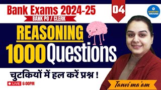 Bank Exams 2024  Reasoning  Top 1000 Reasoning Questions  Day 04  Reasoning by Tanvi Maam [upl. by Ammann]