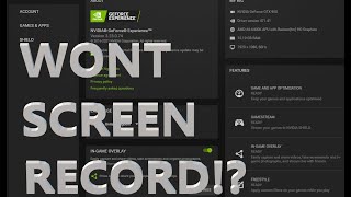 GeForce Shadowplay Nvidia  Wont Screen Record  FIX [upl. by Akinehc]