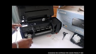 CHANGING INK CARTRIGES FOR CANON PIXMA IP 1800 [upl. by Assetal701]