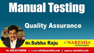 Quality Assurance  Manual Testing Tutorial  MrSubba Raju [upl. by Tally577]